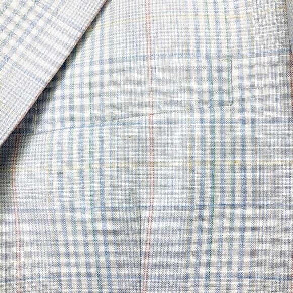 Jaymar Ruby Sport Coat Vintage Plaid White Blue 40 42 Preppy Academia 1980s Y2K - Picture 2 of 16